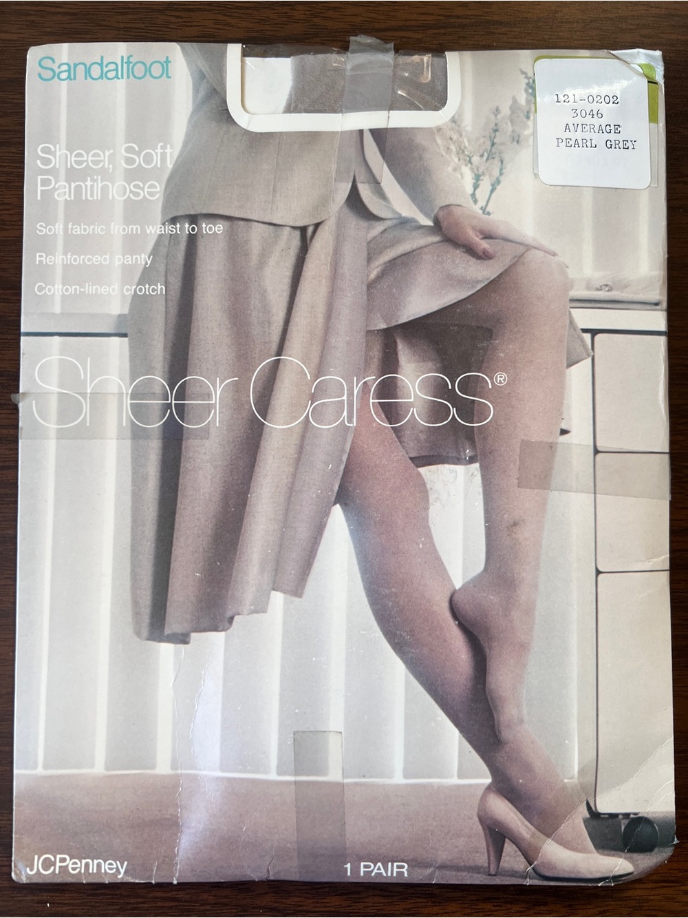 NWT Vintage JC Penney Sheer Caress Pantyhose- Pearl Grey - Size Average